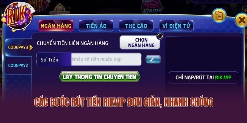 Các bước rút tiền Rikvip đơn giản, nhanh chóng