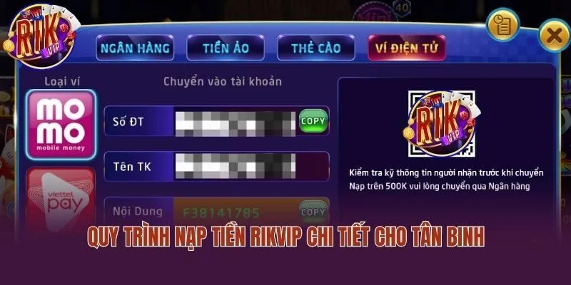 Quy trình nạp tiền Rikvip chi tiết cho tân binh